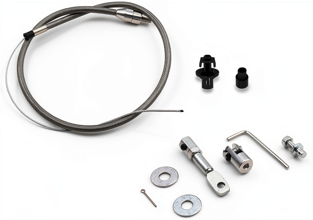 Installing Accelerator Cable LVOUP Stainless Steel Adjustable on a wooden garage workbench