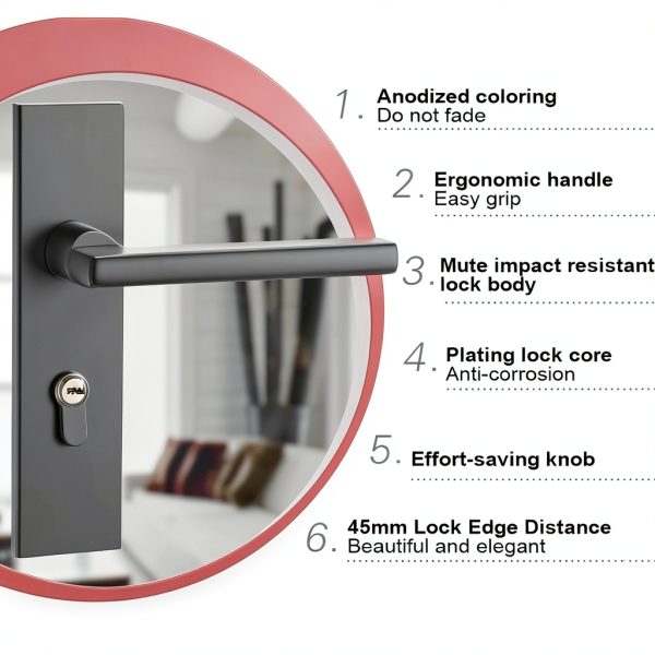 MIGN Entry Door Lock with Key, Deadbolt, Black, Modern Style, Suitable for Home, Office, Bedroom Doors-3