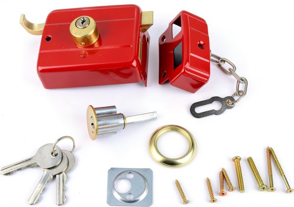 Dead Lock Dead, Door Locks For Front Door Red Heavy Duty Dead Lock Nightlatch, Front For Keys For Door, Iron Door And Other Vertical Hinged Doors Straight Fittings-0