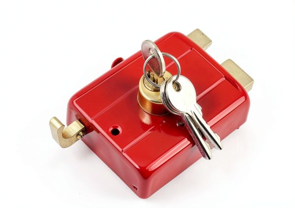 Dead Lock Dead, Door Locks For Front Door Red Heavy Duty Dead Lock Nightlatch, Front For Keys For Door, Iron Door And Other Vertical Hinged Doors Straight Fittings-1