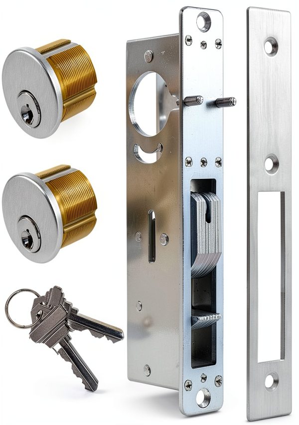 Storefront Door Mortise Lock AIsecure Aluminum Hook Deadbolt Silver-0