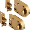Deadbolt Lock Jimmy Proof Gold Rim Lock with 2 Brass Keys - Commercial-0