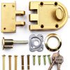 Deadbolt Lock Jimmy Proof Gold Rim Lock with 2 Brass Keys - Commercial-2