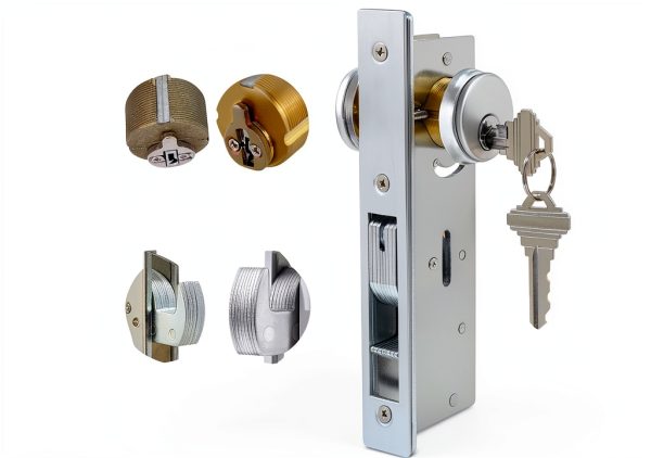 Storefront Door Mortise Lock AIsecure Aluminum Hook Deadbolt Silver-3