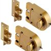 Deadbolt Lock Jimmy Proof Gold Rim Lock with 2 Brass Keys - Commercial-1