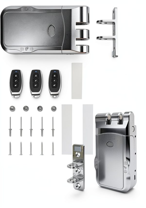 Hidden Door Lock JIAN BOLAND Deadbolt with Remote Silver Lock-260-5